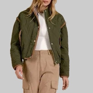 Elan - Women - Olive Curdoroy Trim Jacket