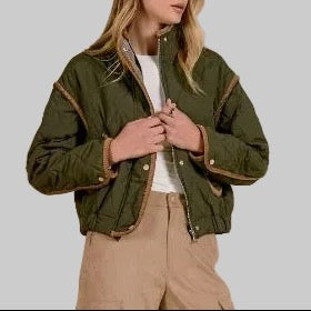 Elan - Women - Olive Curdoroy Trim Jacket