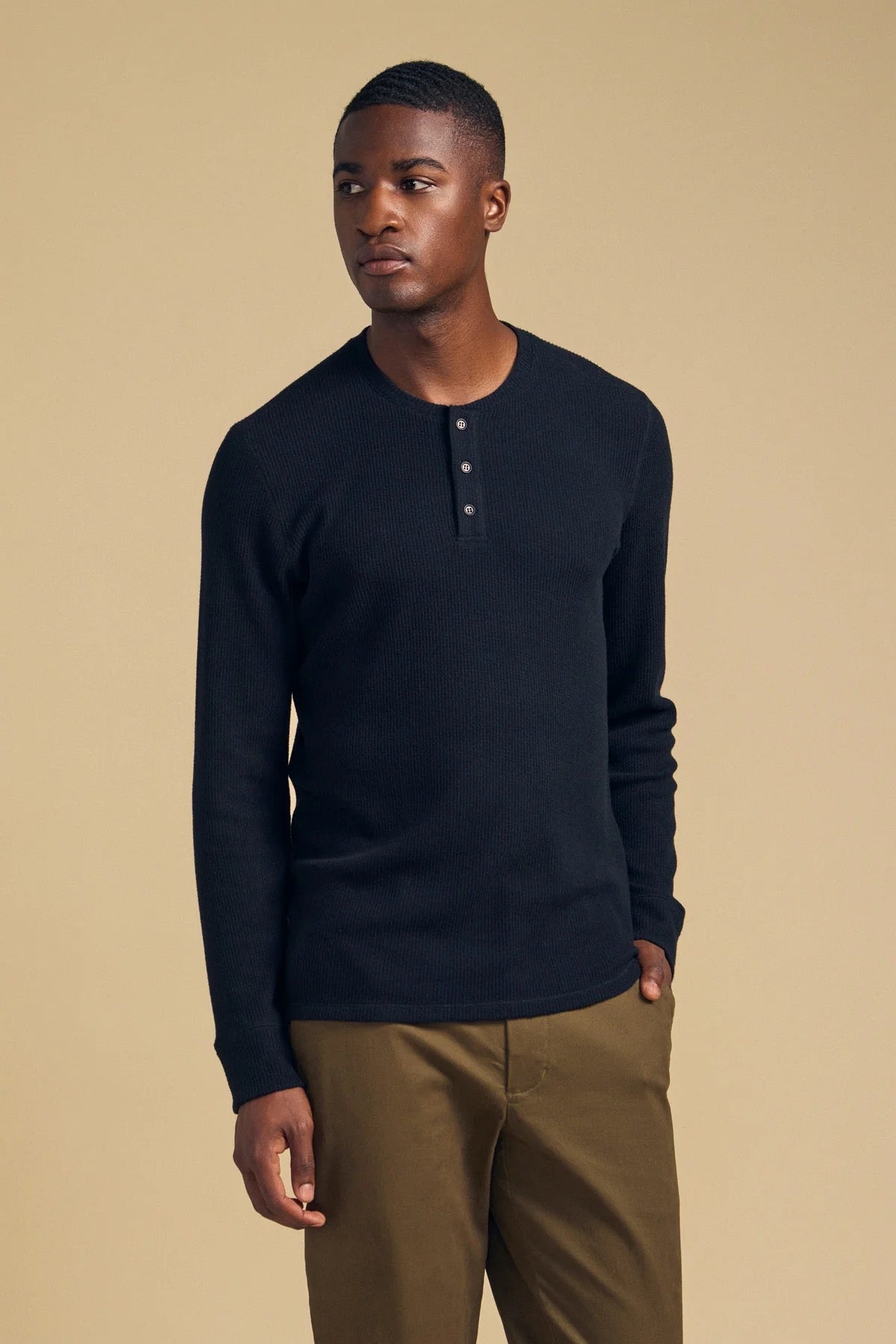 Velvet by Graham & Spencer - Men -Black Roen Thermal Henley