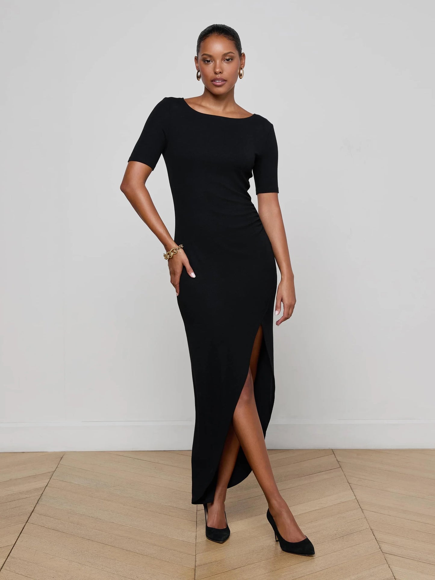 L'Agence - Women -Black Lennon Slit Maxi Dress