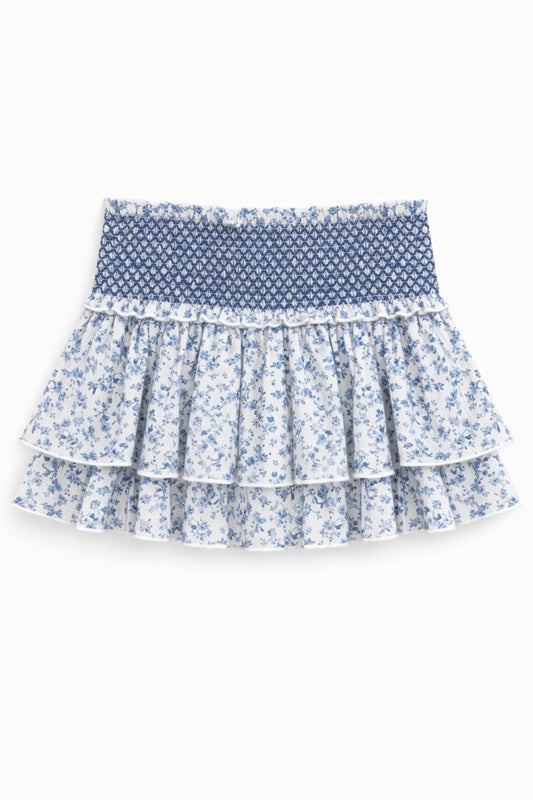 KatieJ NYC - Junior - Blue Mini Toile Smocked Dominique Skort