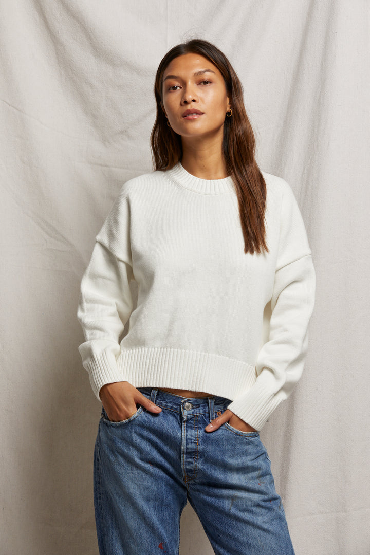 Perfect White Tee - Women - White Janet Crewneck Sweater