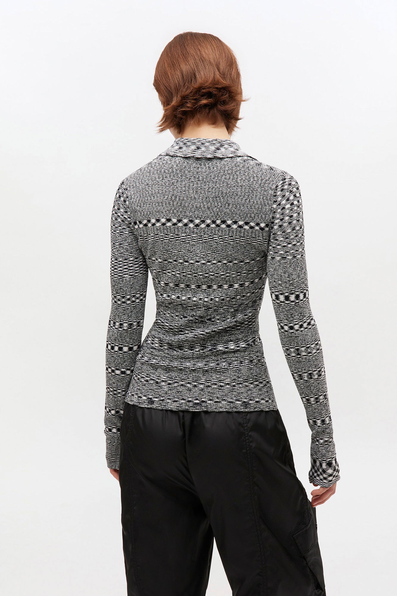 Ganni - Women - Grey Spacedyed Knitted Polo Shirt