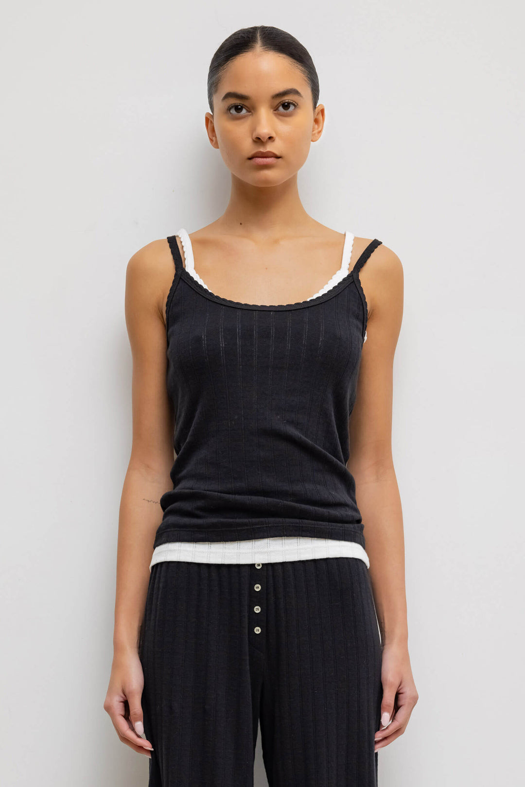 Leset - Women - Black Pointelle Tank