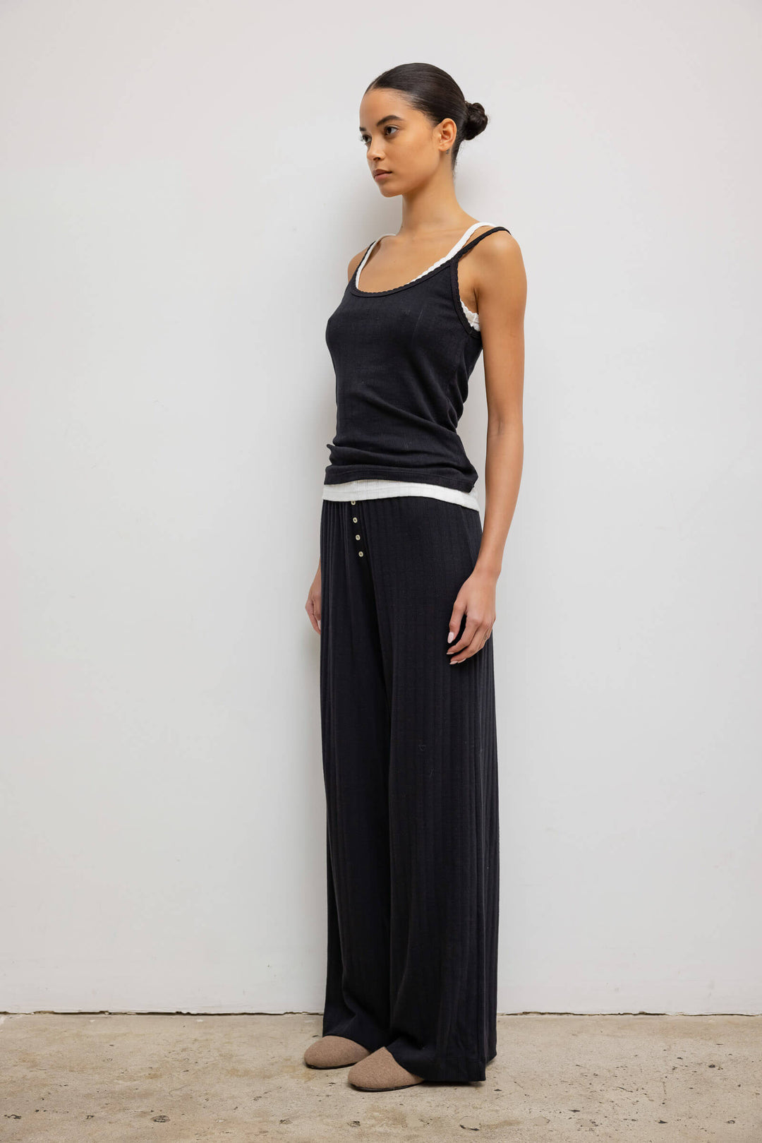 Leset - Women - Black Pointelle Tank