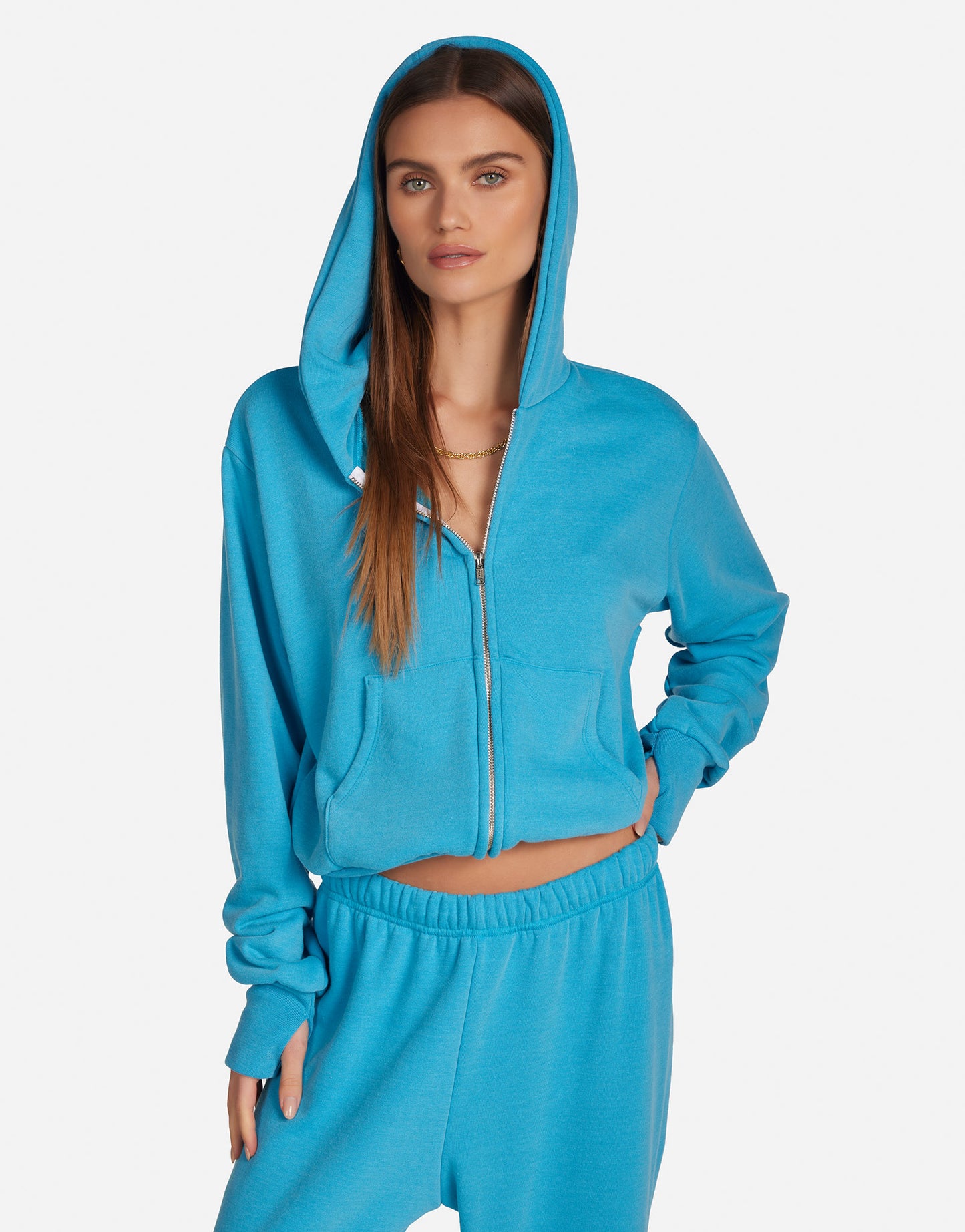 Michael Lauren - Women - Vivid Blue  Baywood Crop Zip Hoodie