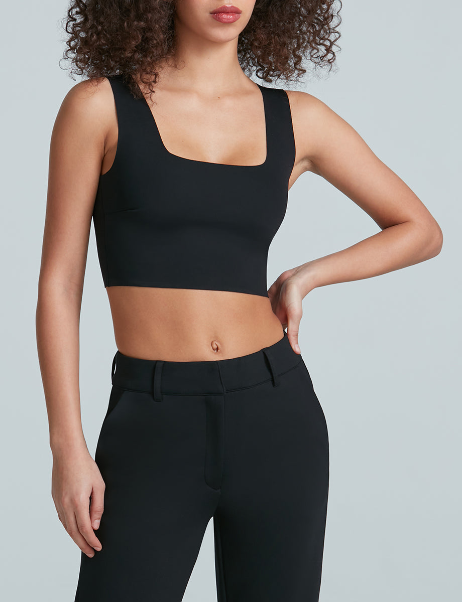 Commando - Women - Black Neoprene Squareneck Crop Top