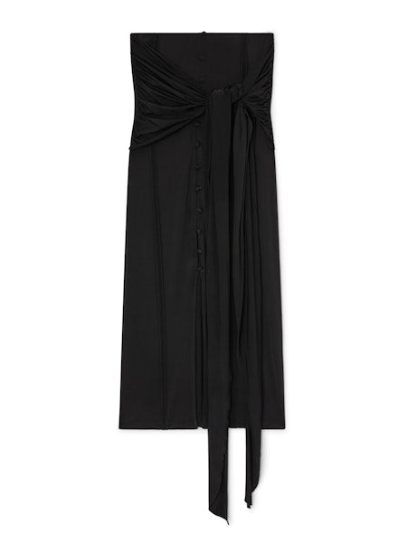 GANNI - Women - Black Shiny Jersey Long Sarong Skirt
