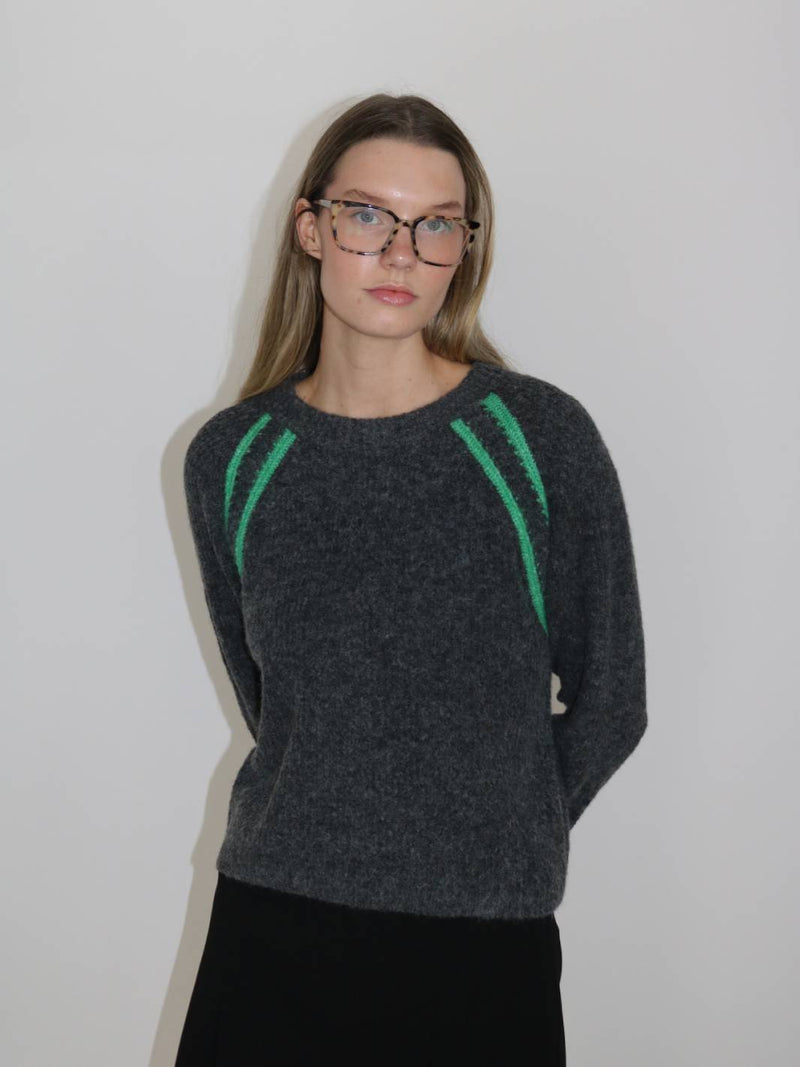 Central Park West - Women - Gray Lilia Herringbone Stitch Crew