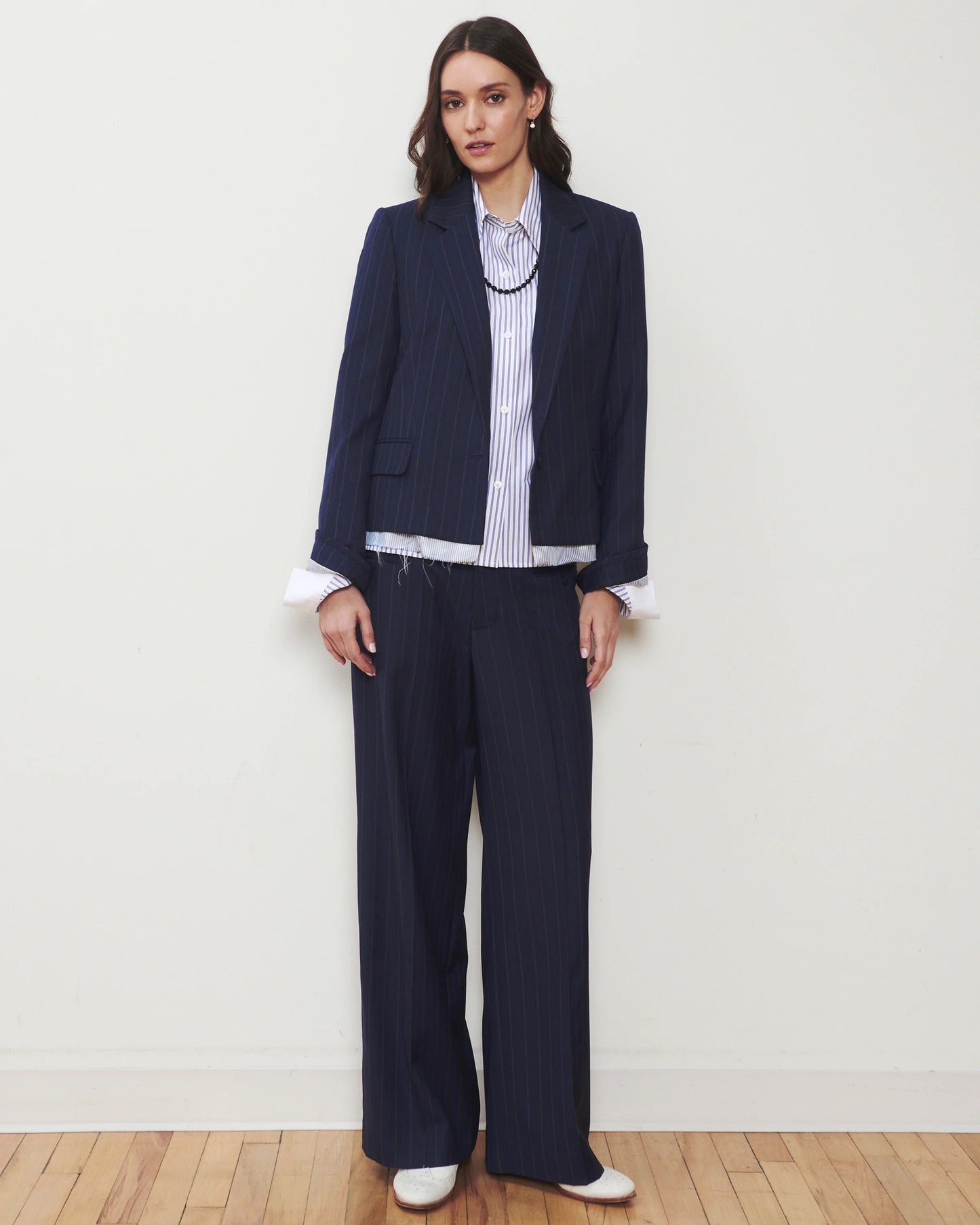 We-Ar4 - Women - Navy Pinstripe Hutton Blazer