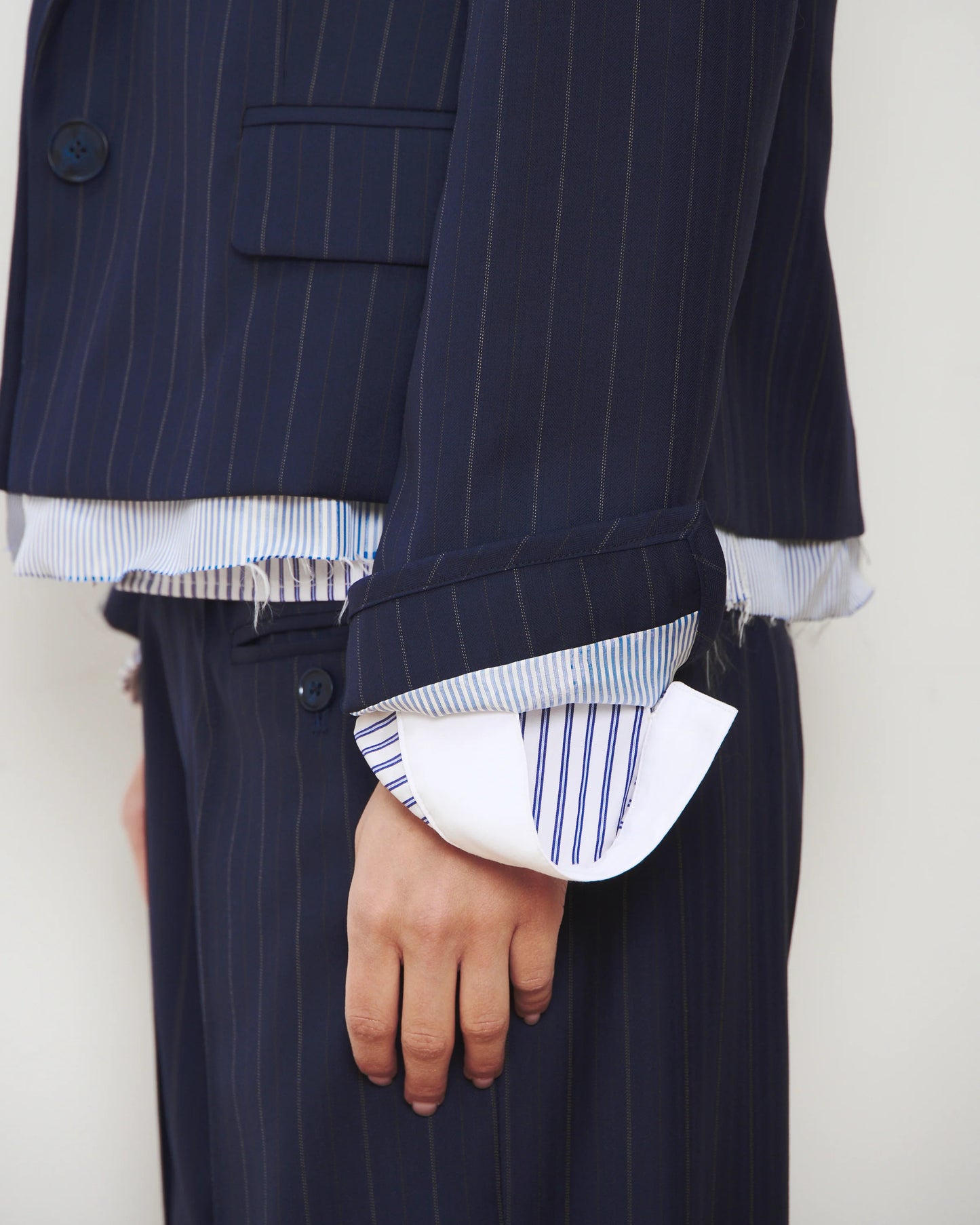 We-Ar4 - Women - Navy Pinstripe Hutton Blazer