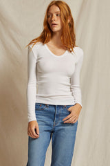 Perfect White Tee - Women - Robyn Long Sleeve U Neck