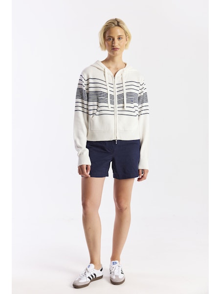 Wispr By Brodie Cashmere - Women - White Beach Stripe Cropped Hoodie