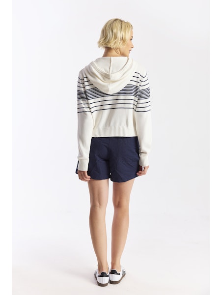 Wispr By Brodie Cashmere - Women - White Beach Stripe Cropped Hoodie