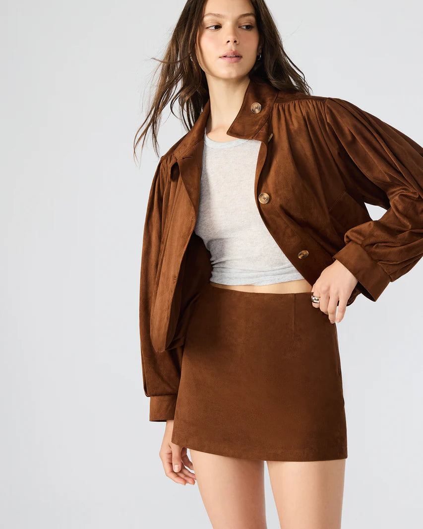 Steve Madden - Women -Chicory Coffee  Cindi Faux Suede Skirt