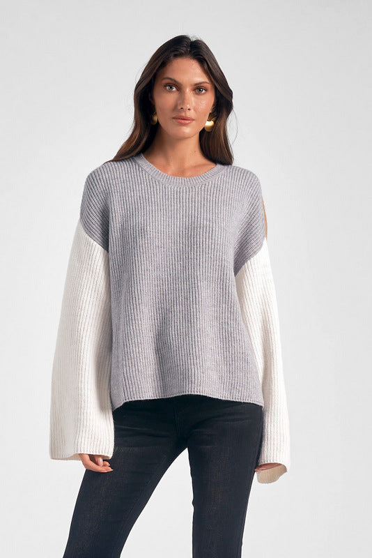 Elan - Women - Grey Colorblock Georgia Sweater