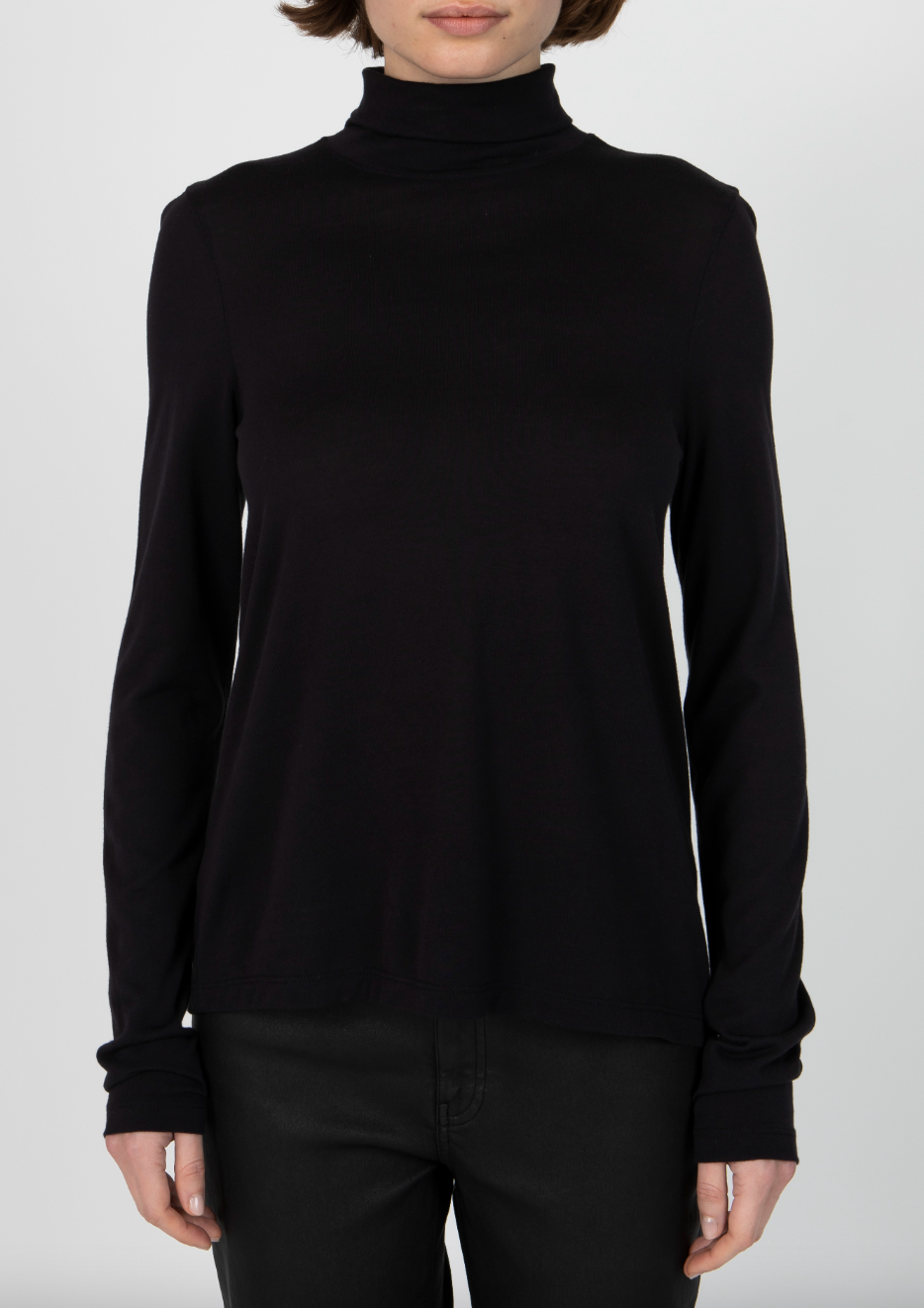 ATM Collection - Women - Black Heavy Modal Jersey Long Sleeve Turtleneck Top