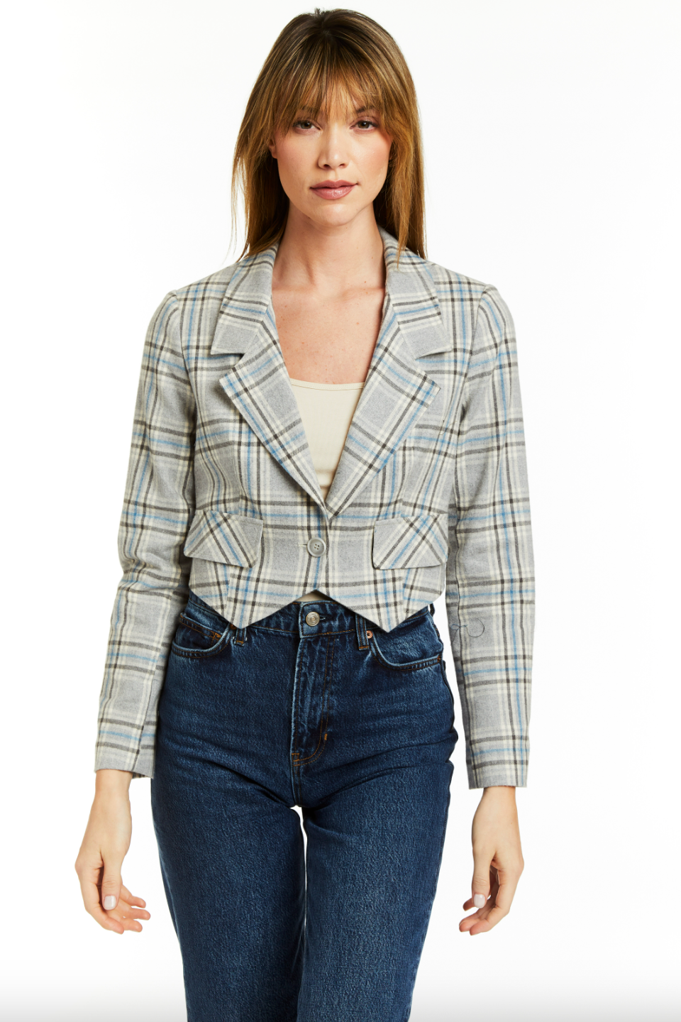 Drew - Women - Heather Grey Bonnie Plaid Blazer