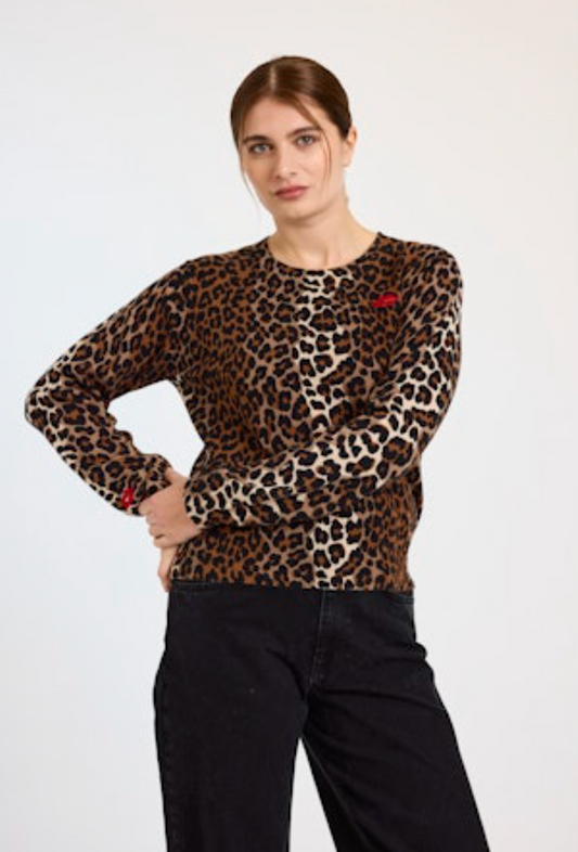 Brodie Cashmere - Women - Sand/Nougat Lydia Leopard Crew