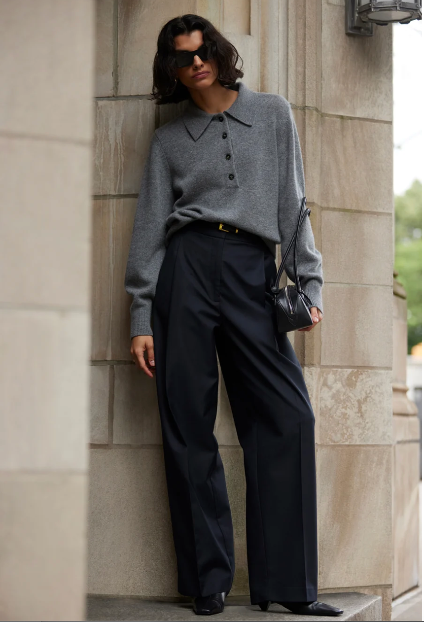 Sold Out NYC - Heather Smoke Cashmere Polo