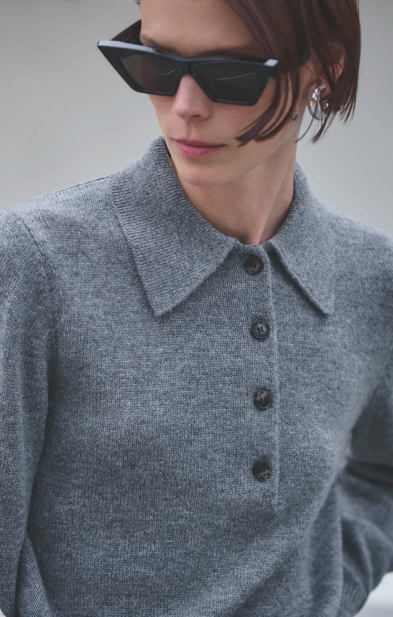 Sold Out NYC - Heather Smoke Cashmere Polo
