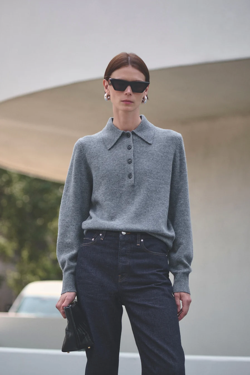 Sold Out NYC - Heather Smoke Cashmere Polo