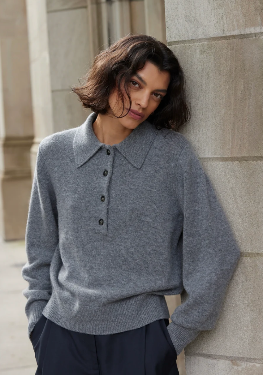 Sold Out NYC - Heather Smoke Cashmere Polo