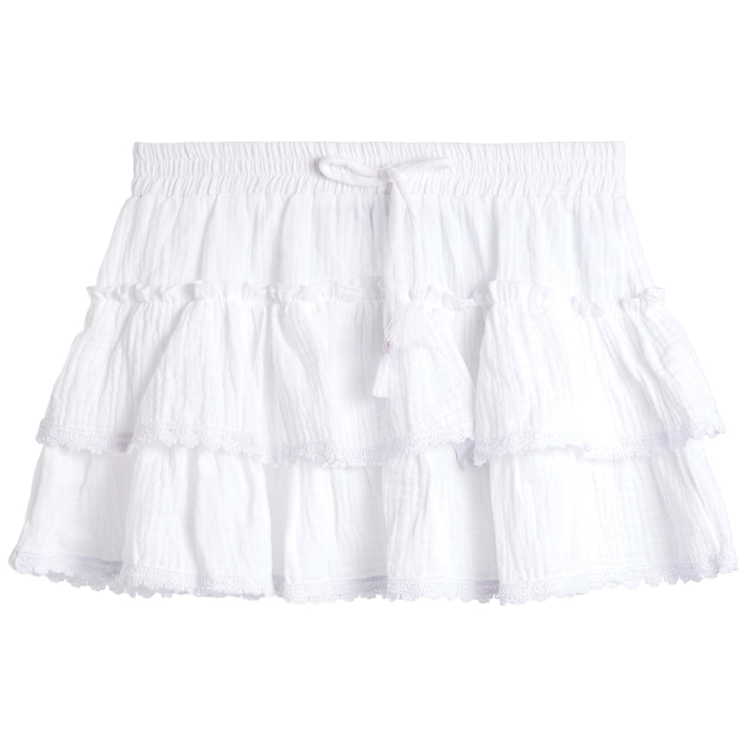 Flowers by Zoe - Tween - White Tiered Gauze Skirt