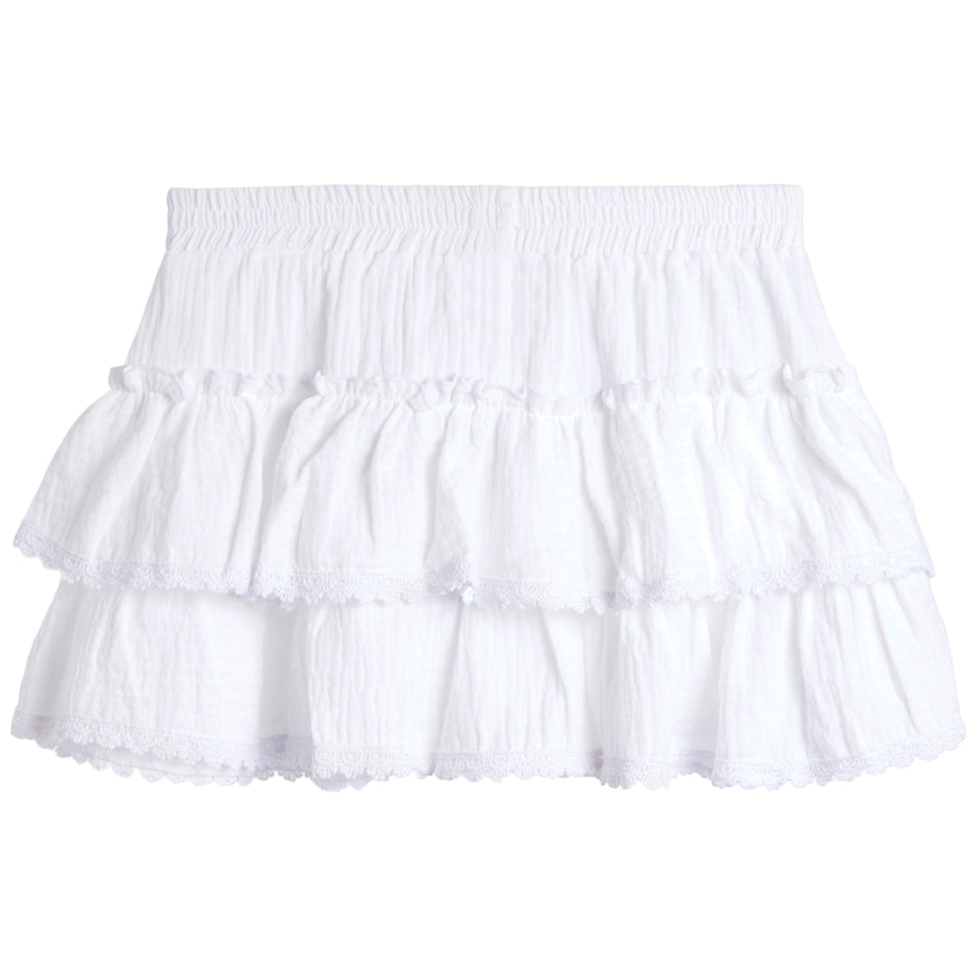 Flowers by Zoe - Tween - White Tiered Gauze Skirt
