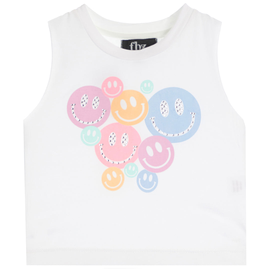 Flowers by Zoe - Girls - White Smile Muscle Tank
