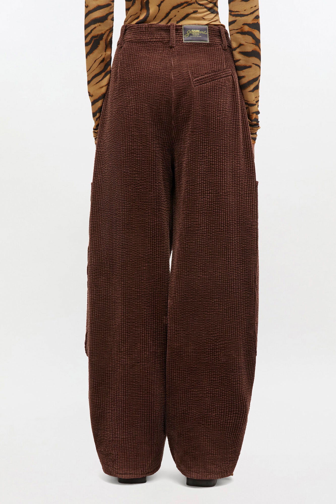 Ganni - Women -Brown Corduroy Curved  Pants