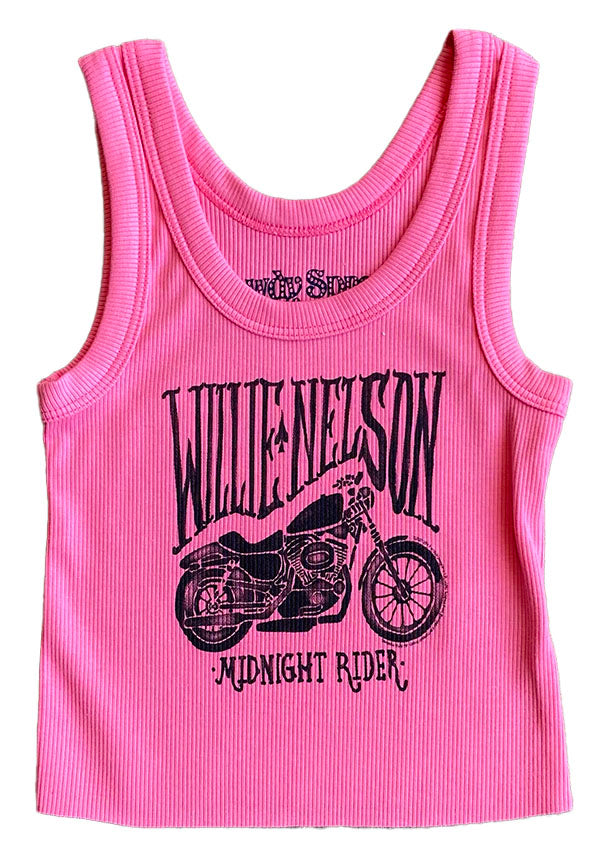 Rowdy Sprout - Girls - Electric Pink Willie Nelson Tank Top