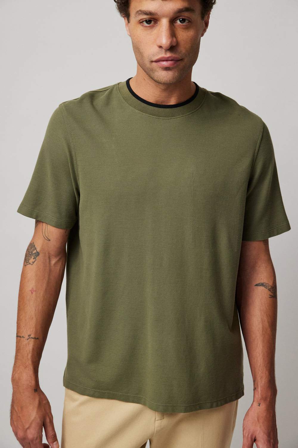 ATM Collection - Men - Army Pique Short Sleeve Tee with Tipping