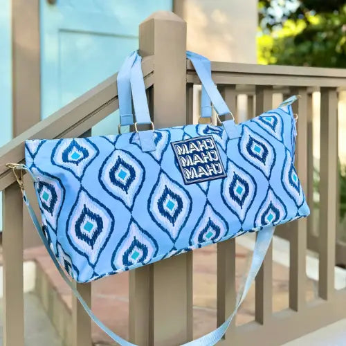 My Fair Mahjong- Blue Ikate Mahjong Tote Bag