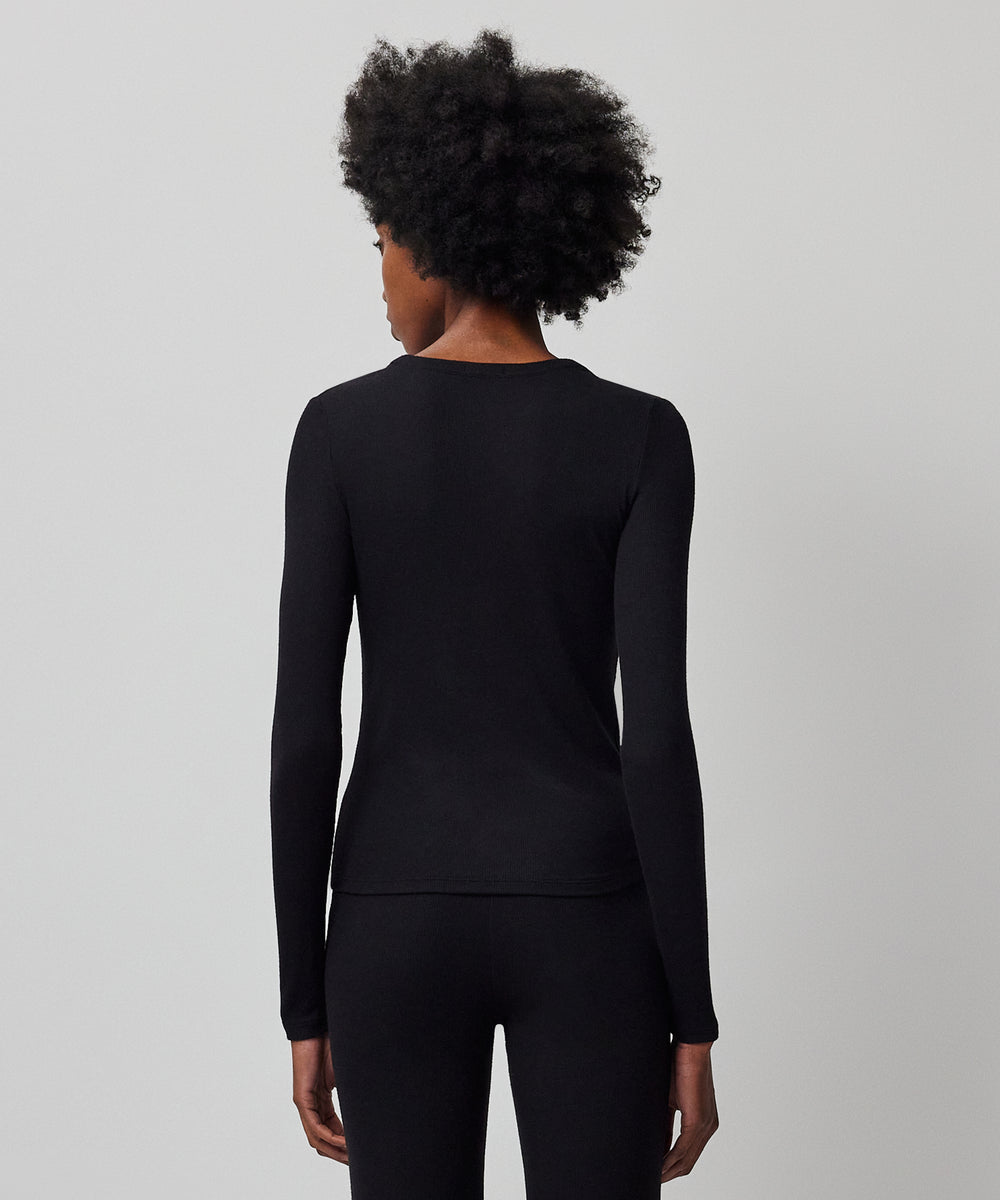 ATM Collection - Women - Black Modal Rib Long Sleeve Cardigan
