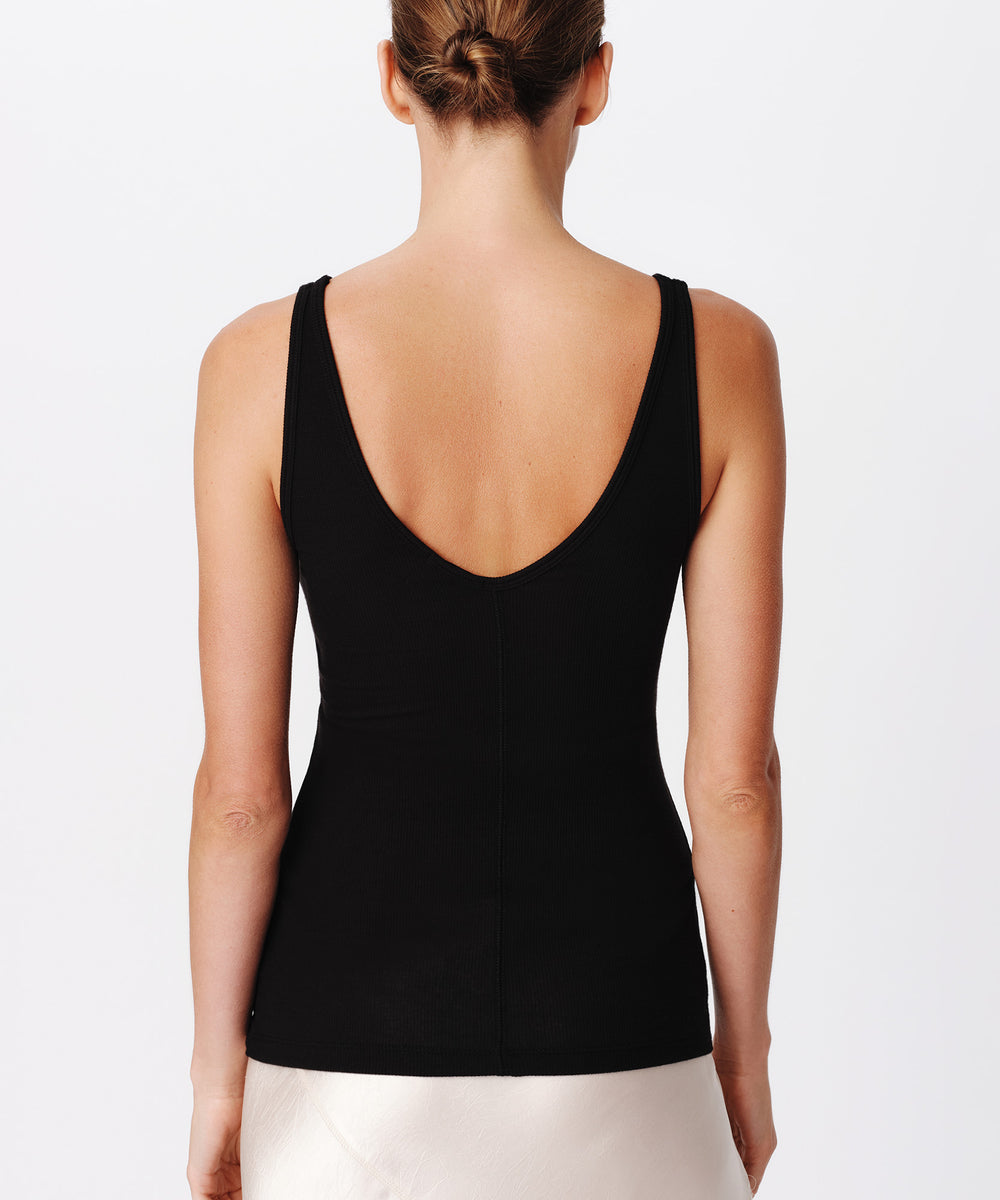 ATM - Women - Black Modal Rib V-Neck Tank