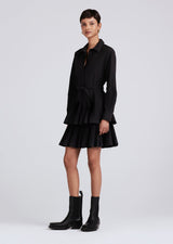 Derek Lam - Women - Black Sterling Long Sleeve Pleated Mini Dress