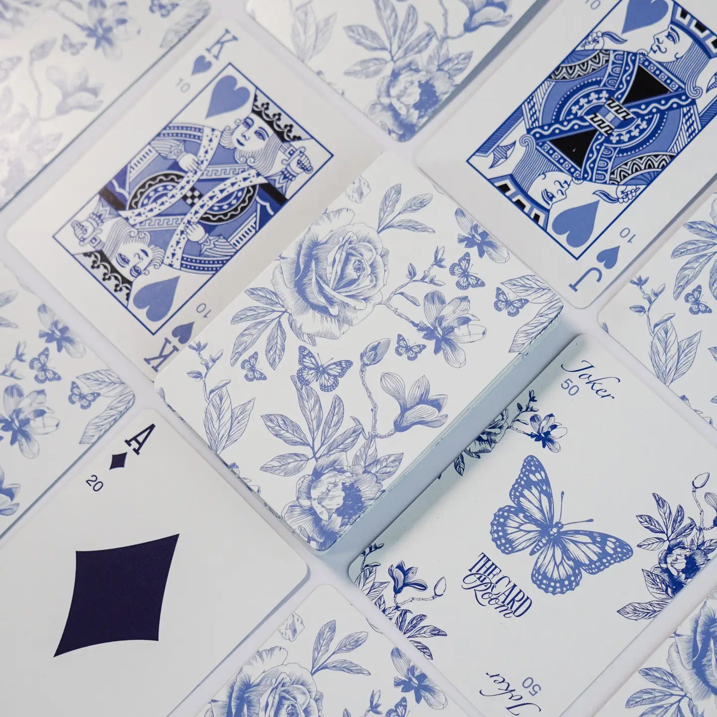 The Card Room - Blue Floral Canasta Cards with Points