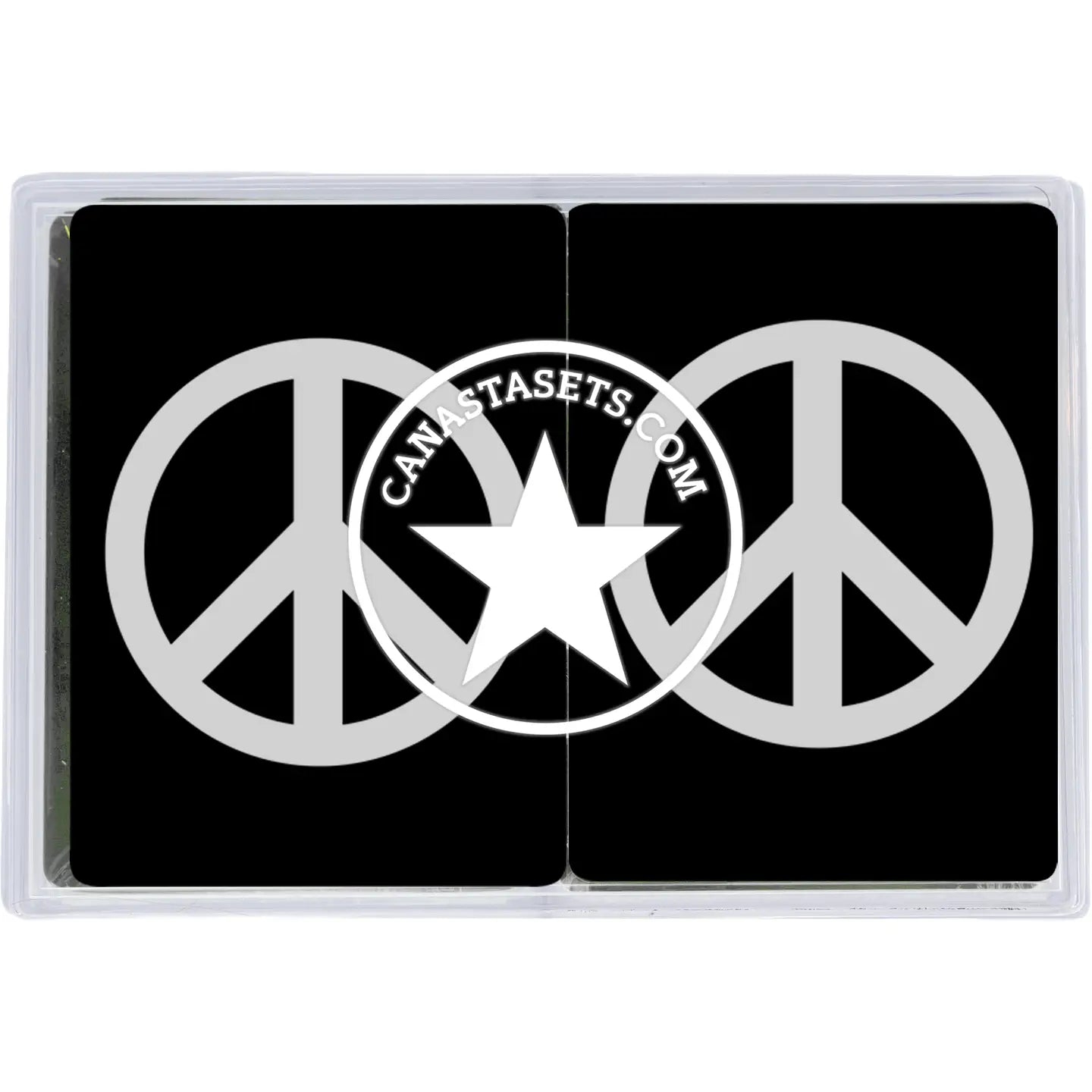Guys N Gals -  2 Pack Plastic PVC Canasta Cards Black & White Peace Sign