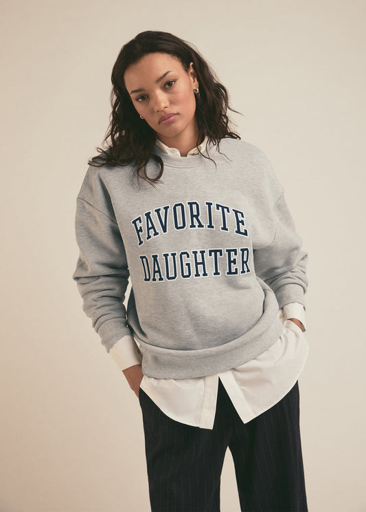Favorite Daughter - Women - Heather Grey/Navy The Collegiate Sweatshirt