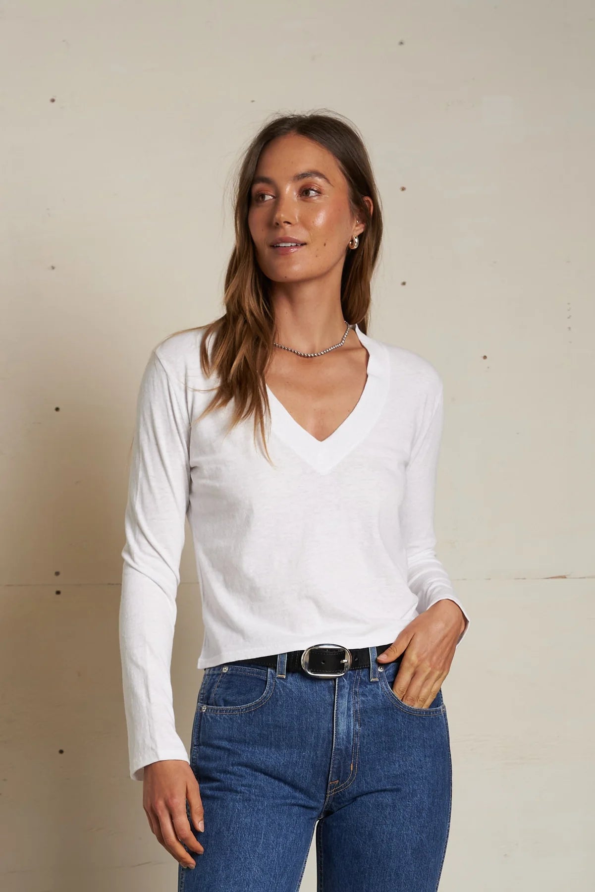 Perfect White Tee Fiona Recycled Cotton V-Neck Top
