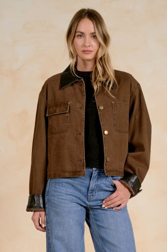 Elan - Women - Cocoa Jacket With Leather Trim