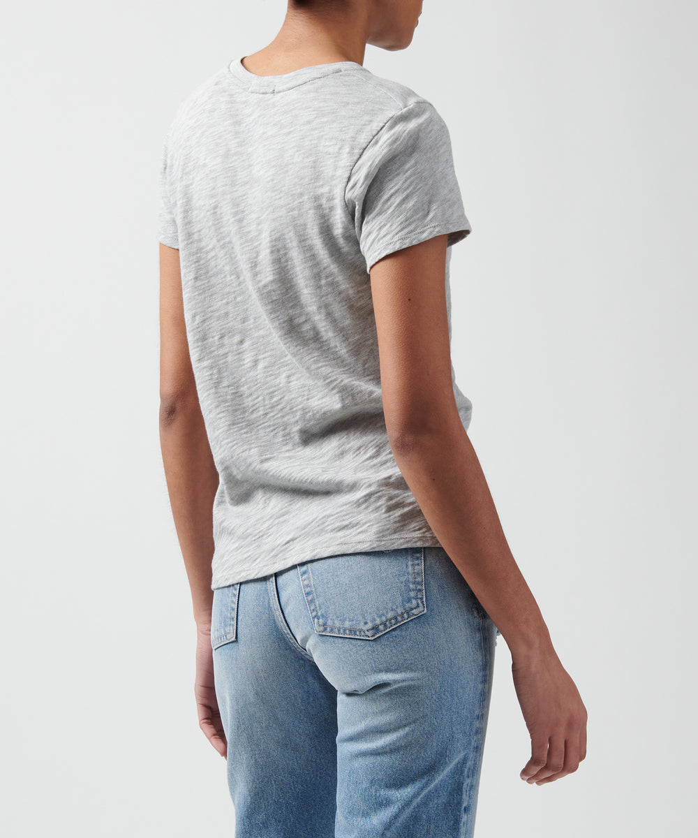 ATM - Women - Heather Grey Slub Jersey Schoolboy Crew Neck Tee