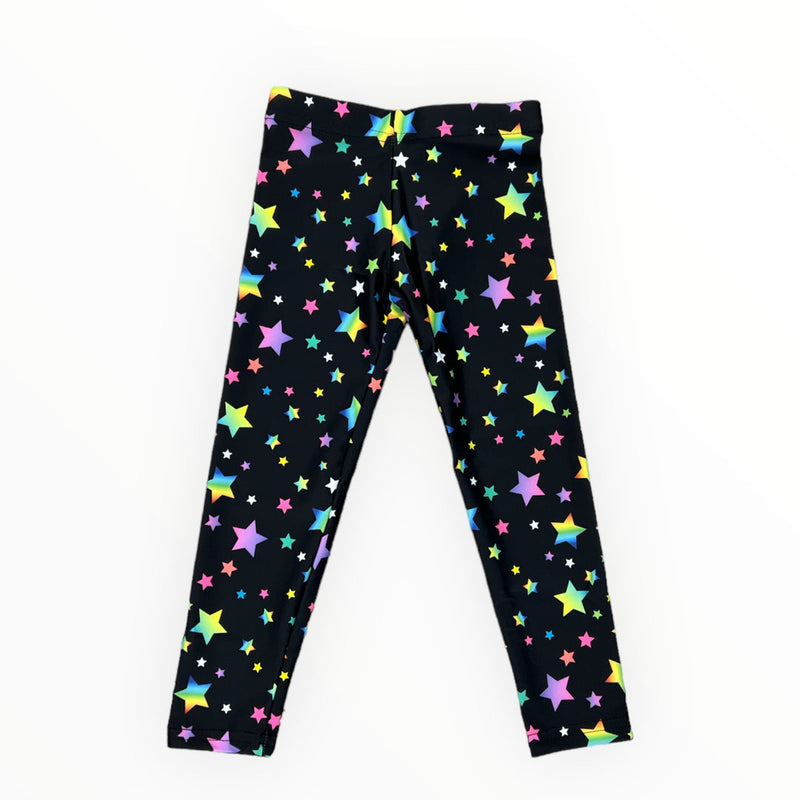 Dori Creations - Girls - Black/Rainbow Stars Leggings