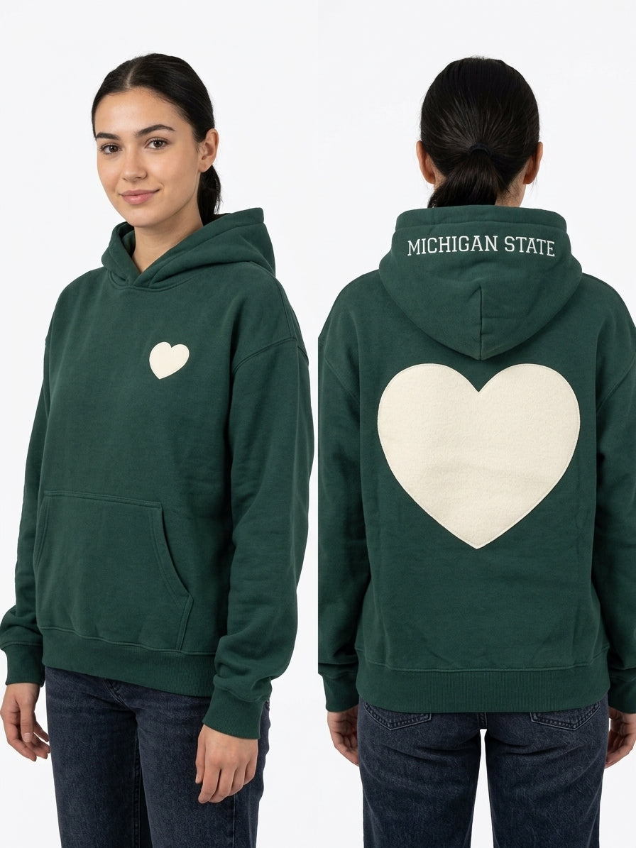 Heart And Stitch - Women - Green  Michigan State Hoodie