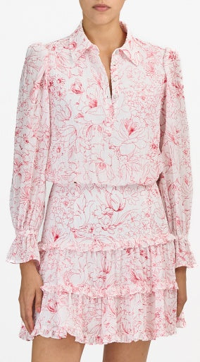 Cinq a' Sept - Women - White/Goji Berry Garden Doodle Zendaya Top