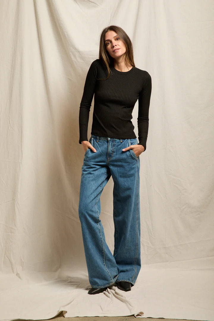 Perfect White Tee - Women -Black Lydia Poor Boy Long Sleeve Top