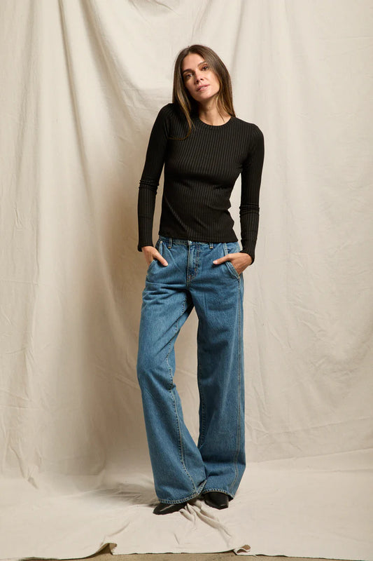 Perfect White Tee - Women -Black Lydia Poor Boy Long Sleeve Top