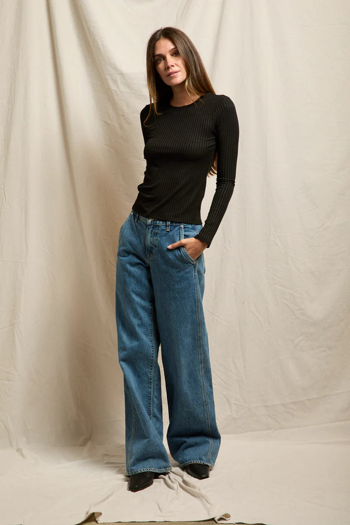 Perfect White Tee - Women -Black Lydia Poor Boy Long Sleeve Top