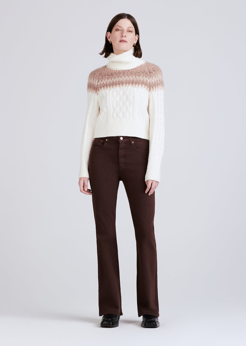Derek Lam - Women - Ivory Marcella Cable Knit and Fair Isle Turtleneck